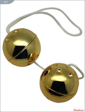 Вагинальные шарики со смещенным центром тяжести, золотистые, диаметр 30 мм., 2 шт.