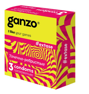 Презервативы "GANZO" №3 EXTASE анатомические, с точечной и ребристой текстурой