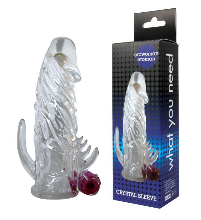Насадка закрытая с вибрацией CRYSTAL SLEEVE VIBE, L 130 мм D 21 мм арт. EE-10033