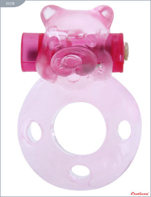 Кольцо «Медвежонок» с мини-вибратором, розовое, 18х40 мм