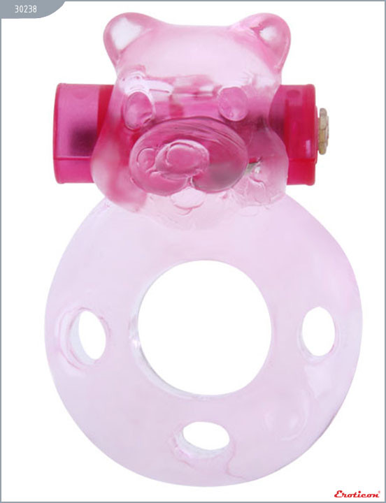 30238 Кольцо «Медвежонок» с мини-вибратором, розовое, 18х40 мм