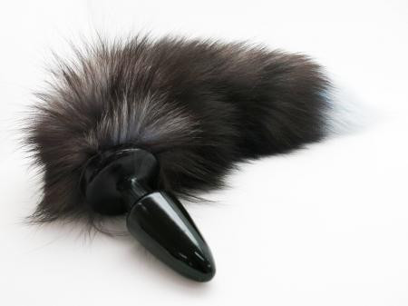 Анальная пробка Black Fox - лисий хвост, черная