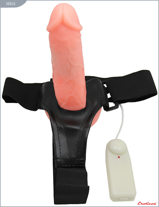 30045 Страпон Eroticon - First help универсальный с мини-вагиной, с вибратором, 19,5 х 4 см
