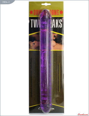 Фаллоимитатор двойной "Twin Peaks" фиолетовый, длина — 335 мм, диаметр 34 мм и 34 мм