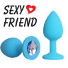 Анальная втулка Sexy Friend синяя, с кристаллом SF-70191-15