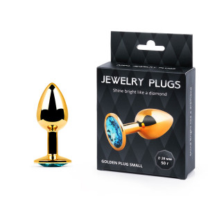 Анальная втулка GOLDEN PLUG SMALL  цвет кристалла голубой, L 72 мм, D 28 мм, вес 50г, арт. GS-05