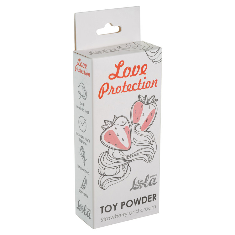 Пудра для игрушек ароматизированная Love Protection - Клубника со сливками, 15гр