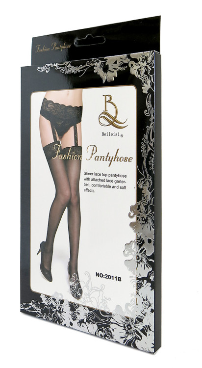 Чулки с поясом Fashion Pantyhose, черные