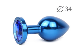 Анальная втулка BLUE PLUG MEDIUM, L 82 мм D 34 мм, вес 100г, цвет кристалла синий, арт. BLUM-13