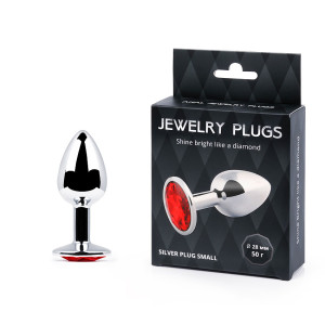 Анальная втулка SILVER PLUG SMALL  цвет кристалла красный, L 72 мм, D 28 мм, вес 50г, арт. SS-16