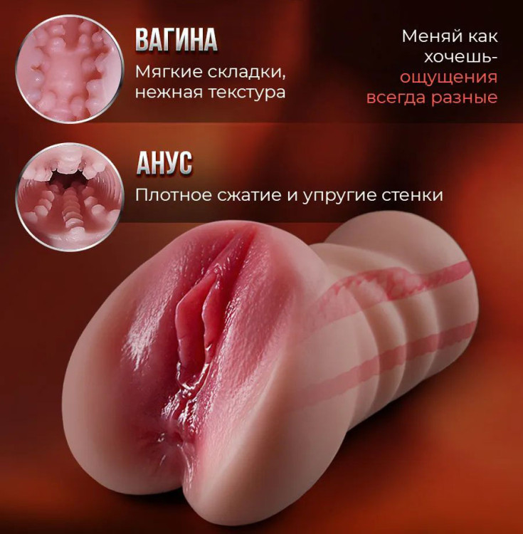 Мастурбатор Doping Love, реалистичная вагина с анусом, 2 в 1 -4